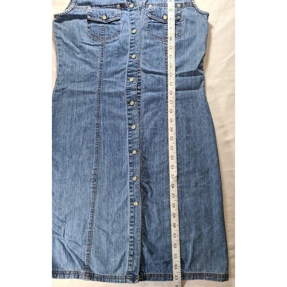 Faded Glory Denim Dress | Sleeveless Pearl Snap Cotton Dress Size 6 Western - Picture 6 of 7